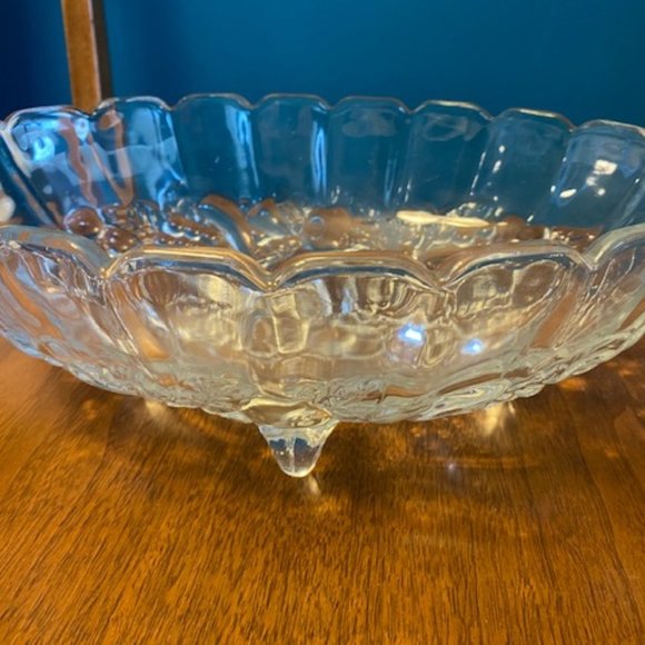 Brand New - Round, Clear Glass Serving Bowl On Feet - Picture 1 of 5